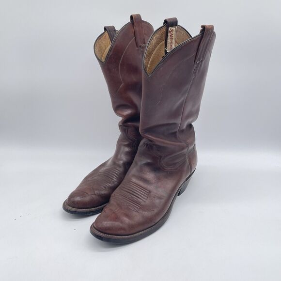 Vintage Sanders Western Cowboy Boots Men’s 10.5 D Brown Leather Mexico